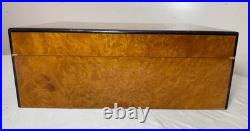 High quality handmade Italian Caminetto burl wood veneer brass cigar humidor box