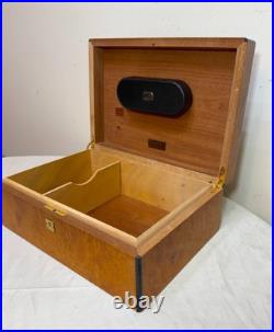 High quality handmade Italian Caminetto burl wood veneer brass cigar humidor box