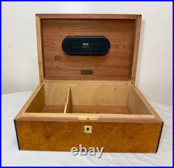 High quality handmade Italian Caminetto burl wood veneer brass cigar humidor box