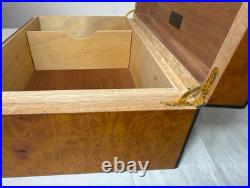 High quality handmade Italian Caminetto burl wood veneer brass cigar humidor box