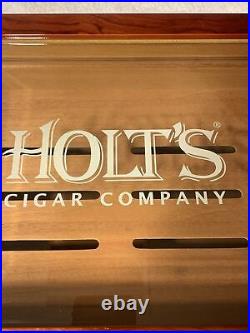 Holt's Cigar Co Glass Top Cigar Humidor 120 Ct. Humidifier Cedar Cherry & Key