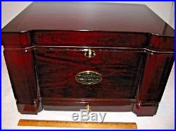 Huge Ornate Thompson 1915 Cherrywood Cigar Tobacco Humidor with Keys & Cutter