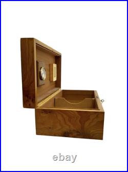 Humidor Burlwood Box with Lock and Leather Cigar Case Made in Italy AGRESTI Humidor Burlwood Box with Lock and Leather Cigar Case Made in Italy AGRESTI