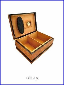 Humidor Cigar Box Faux Burlwood Vintage Home Office Decor Gift