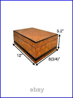 Humidor Cigar Box Faux Burlwood Vintage Home Office Decor Gift