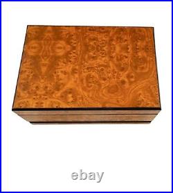 Humidor Cigar Box Faux Burlwood Vintage Home Office Decor Gift