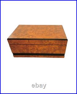 Humidor Cigar Box Faux Burlwood Vintage Home Office Decor Gift