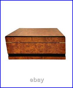 Humidor Cigar Box Faux Burlwood Vintage Home Office Decor Gift