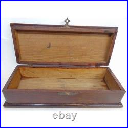Humidor Cigar Box Large Wood Tobacco Gold Band 12.25 x 5 x 3.25 30's Vintage