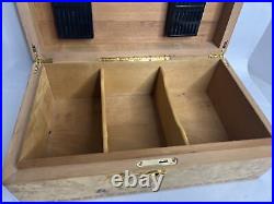 Humidor Desktop Cigar Storage Mapa Burl Wood Spanish Cedar 16X9X5 Vintage