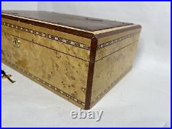 Humidor Desktop Cigar Storage Mapa Burl Wood Spanish Cedar 16X9X5 Vintage