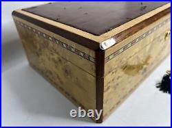 Humidor Desktop Cigar Storage Mapa Burl Wood Spanish Cedar 16X9X5 Vintage