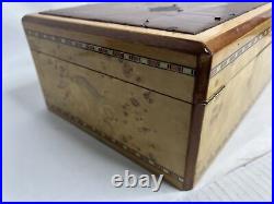 Humidor Desktop Cigar Storage Mapa Burl Wood Spanish Cedar 16X9X5 Vintage