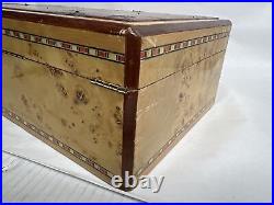 Humidor Desktop Cigar Storage Mapa Burl Wood Spanish Cedar 16X9X5 Vintage