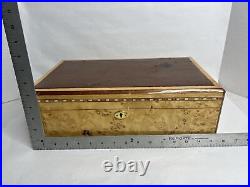 Humidor Desktop Cigar Storage Mapa Burl Wood Spanish Cedar 16X9X5 Vintage