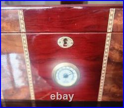 Humidor Hygrometer Cigar Keeper Desktop Cigar Box Lockable 14L X 6.5H X 9.75D