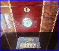 Humidor Hygrometer Cigar Keeper Desktop Cigar Box Lockable 14L X 6.5H X 9.75D