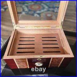 Humidor Hygrometer Cigar Keeper Desktop Cigar Box Lockable 14L X 6.5H X 9.75D