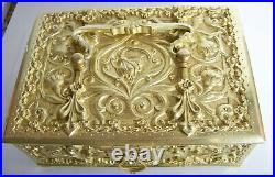 Humidor Ornate Brass Box Antique / Vintage Germany