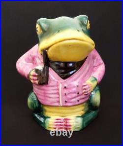 Humidor Smoking Frog Majolica Figural Tobacco Jar