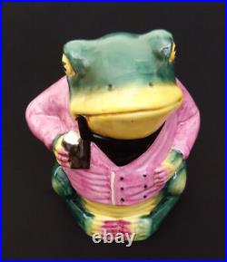 Humidor Smoking Frog Majolica Figural Tobacco Jar
