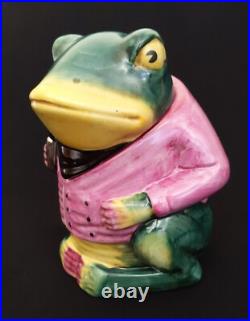 Humidor Smoking Frog Majolica Figural Tobacco Jar