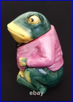 Humidor Smoking Frog Majolica Figural Tobacco Jar