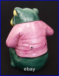 Humidor Smoking Frog Majolica Figural Tobacco Jar