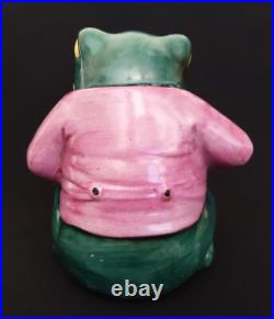 Humidor Smoking Frog Majolica Figural Tobacco Jar