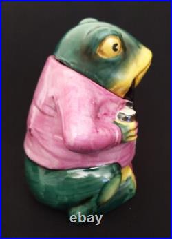 Humidor Smoking Frog Majolica Figural Tobacco Jar