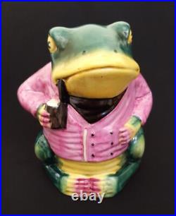 Humidor Smoking Frog Majolica Figural Tobacco Jar