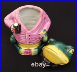 Humidor Smoking Frog Majolica Figural Tobacco Jar