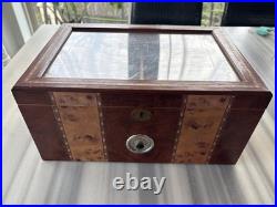 Humidor Supreme Andorra Glasstop Cigar Storage Bubinga and Walnut Burl Wood