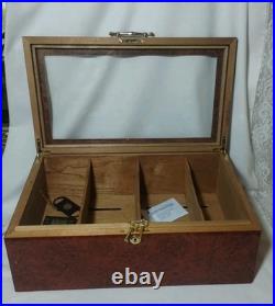 Humidor Supreme Cigar Humidor Wood Display, 6 Bin Countertop Humidor, Burl