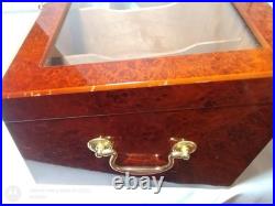 Humidor Supreme Cigar Humidor Wood Display, 6 Bin Countertop Humidor, Burl