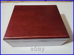 Humidor With G WATTS USA Wood Lined 10 1/4x8 3/4x4 1/2 Cigars Cherry Color