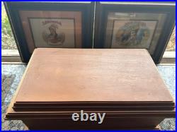 Humidor withSpanish Cedar Lining & Framed Original Labels DICK CUSTER & SEMINOLA