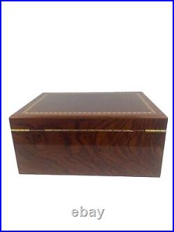 IDC Supreme Legend Burl Wood Veneer Inlay Cedar Lined 100 Count Cigar Humidor