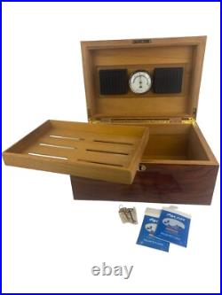 IDC Supreme Legend Burl Wood Veneer Inlay Cedar Lined 100 Count Cigar Humidor IDC Supreme Legend Burl Wood Veneer Inlay Cedar Lined 100 Count Cigar Humidor