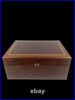 IDC Supreme Legend Burl Wood Veneer Inlay Cedar Lined 100 Count Cigar Humidor IDC Supreme Legend Burl Wood Veneer Inlay Cedar Lined 100 Count Cigar Humidor