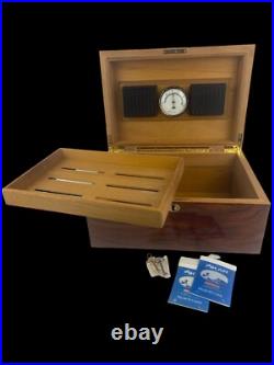 IDC Supreme Legend Burl Wood Veneer Inlay Cedar Lined 100 Count Cigar Humidor IDC Supreme Legend Burl Wood Veneer Inlay Cedar Lined 100 Count Cigar Humidor