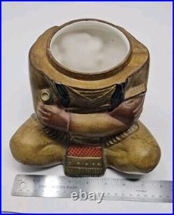 Indian Chief Tobacco Humidor Jar Native American Large Italy Made Excellent