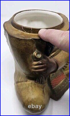 Indian Chief Tobacco Humidor Jar Native American Large Italy Made Excellent