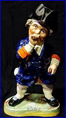 LARGE ANTIQUE STAFFORDSHIRE SNUFF TAKER HUMIDOR TOBY CHARACTER JUG circa1880