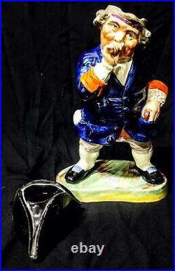 LARGE ANTIQUE STAFFORDSHIRE SNUFF TAKER HUMIDOR TOBY CHARACTER JUG circa1880