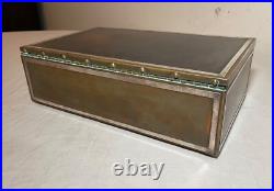 LARGE antique Heintz art metal bronze sterling silver cigar humidor box 4089