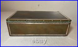 LARGE antique Heintz art metal bronze sterling silver cigar humidor box 4089