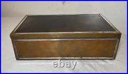 LARGE antique Heintz art metal bronze sterling silver cigar humidor box 4089