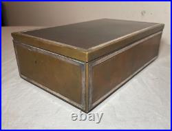 LARGE antique Heintz art metal bronze sterling silver cigar humidor box 4089