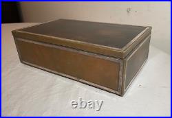 LARGE antique Heintz art metal bronze sterling silver cigar humidor box 4089